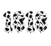 UKCOCO Ballons Aluminium à Motifs Vache pour Fête D’Anniversaire 18 Ans Chiffres 1 et 8 40 Pouces Lot de 4 Pièces - Décoration Festive Anniversaire Ballons Imprimés Vache pour Décor
