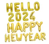 UKCOCO Ballons En Aluminium Lettres Et Chiffres Nouvel An 2024, Kit 7 Pièces Doré Et Noir, Décorations Festives Pour Soirée Réveillon, Fête Du Nouvel An Et Célébrations De Fin D’année