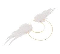 UKCOCO Bandeau Ange Halo et Ailes Blanches, Accessoire de Costume Renaissance pour Femmes, Tiare Ailée Décorative, Bandeau pour Cheveux Soirées à Thème et Festivals
