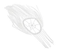 UKCOCO Bandeau de Mariée Argenté Orné de Strass et Longue Frange à Pompons, Accessoire Cheveux Chic pour Mariage et Bal, Chaîne de Tête Élégante Style Années Folles