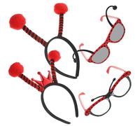 UKCOCO Bandeau Déguisement Ladybug Lunettes Assorties Cosplay Accessoire Léger Femme Fête Anniversaire Carnaval 1 Set Rouge Noir Cartoon