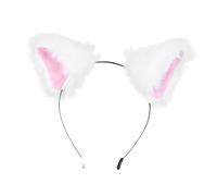 UKCOCO Bandeau En Peluche Créatif Pour Cheveux Créoles D'oreilles, Taille Unique, Blanc Et Rose, Accessoire Cheveux Pour Filles, Cosplay Et Fêtes