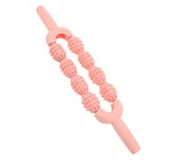 UKCOCO Bâton de Massage à Rouleau pour Mollets Musculaire des Jambes Portable pour Yoga et Récupération Sportive Huit Roues Picots Couleur Rose Cerisier