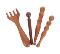 UKCOCO Bâtonnet D'acupression en Bois 4 Pièces Léger et Portable pour Massage Profond du Visage, Corps et Pieds, Outil Traditionnel Thaï pour Usage à Domicile