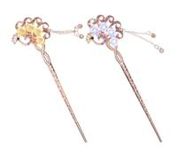 UKCOCO Bâtonnets à Cheveux Chinois en Alliage 2 Pcs avec Bords Lisses pour Créer un Chignon Élégant Style Rétro Accessoire Coiffure Cheveux Longs