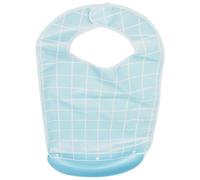 UKCOCO Bavoir pour Adulte Senior Imperméable et Réutilisable, Grosse Taille Bleu Clair, avec Récupérateur de Nourriture Amovible, Tissu Silicone Doux, Protection Repas pour Personnes