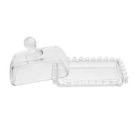 UKCOCO Beurrier Couvercle en Verre Stable et Plat à Bonbons pour Pendaison de Crémaillère, Assiette à Gâteau Classique pour Mariage et Service à Beurre