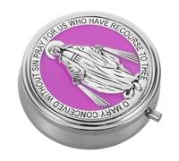 UKCOCO Boîte à Bijoux Catholique Métal Boîte Ronde pour Chapelets Porte-bijoux pour Perles de Prière Rangement pour Collier de Communion Étui Précieux pour Cérémonies Religieuses