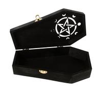 UKCOCO Boîte à Bijoux en Bois Foncé Verrou Petite Boîte Décorative pour Halloween Coffret de Rangement pour Bagues et Boucles D’Oreilles Coffret Gothique Compact