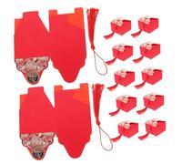 UKCOCO Boîte à Bonbons Décorative Rouge en Papier avec Pompons, Taille Moyenne, 12 Pièces, Coffret Présent Mariage Chinois, Traditionnelle pour Invités, Décoration Mariage Festive