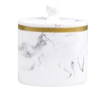 UKCOCO Boîte à Cotons-Tiges Motif Marbre avec Couvercle Porte-Cure-Dents Compact en Matériau Solide Rangement Pratique pour Accessoires de Salle de Bain Blanc Encre 1 Pièce