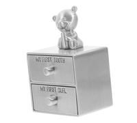 UKCOCO Boîte à Dents De Lait Et Boîte Première Dent Métallique Vintage En Étain Ancien Pour Bébé Petite Taille Compacte Double Compartiment Rangement Cheveux Et Bois Pour Souvenirs D'enfance