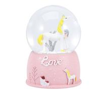UKCOCO Boîte à Musique Licorne Rose Petit Format en Résine Décoration Bureau et Chambre Boule à Neige Musicale pour Anniversaire et Mariage Accessoire Décoratif et Pièce Maîtresse
