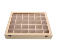UKCOCO Boîte de Rangement en Bois avec 30 Compartiments et Couvercle Transparent, Coffret pour Spécimens Minéraux et Cristaux, Vitrine Éducative pour Collectionneurs et Kit de Géologie,