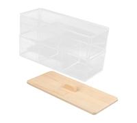 UKCOCO Boîte De Rangement pour Cosmétiques Transparente à Deux Niveaux avec Couvercle en Étui à -tiges en Acrylique Pratique Et Élégant pour Salle De Bain Bureau Et Rangement Organiseur Compact