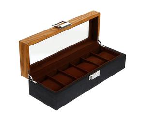 UKCOCO Boîte de Rangement pour Montre Anti-Rayures Vintage 6 Emplacements en Bois pour Mariage et Nouvelle