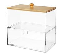 UKCOCO Boîte de Rangement Tiroir pour Capsules de Lavage et Adoucissantes Distributeur Transparent Acrylique avec Couvercle Organisation Pratique pour Buanderie Double Compartiment pour