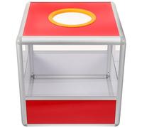 UKCOCO Boîte de Tombola Transparente Cubique en Acrylique Rouge | Alliage D'aluminium, Portable et Rigide, pour Fête et Bureau, Style Classique
