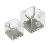 UKCOCO Boîte D'élevage en Acrylique pour Araignées Sauteuses 2 Pièces Conteneur Transparent Port d'alimentation Taille Petite pour Reptiles Et Insectes Habitat Pratique Et Observatoire