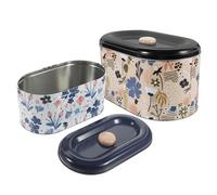 UKCOCO Boîtes à Biscuits En Fer-blanc Couvercle Étanche, Petit Format, Métal Robuste, Contenant à Friandises Pour Fêtes, Rangement Pratique 2 Pièces Style Jardin