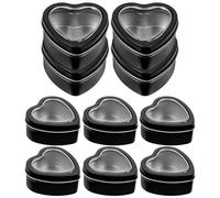 UKCOCO Boîtes à Dragées Cœur Noires 10 Pcs, Petites Boîtes D'emballage en Métal 60x59x27 Mm, Décor Saint-valentin Mariage, Coffrets pour Bonbons et Biscuits, Fête Romantique