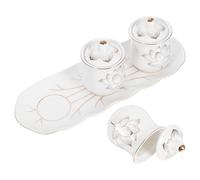 UKCOCO Bol D’offrande en Céramique Blanche, Motif Lotus, pour Temple | Coupe à Couvercle et Soucoupe, Surface Polie, Forme Rétro Élégante, Usage Maison et Autel