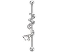 UKCOCO Boucle D’oreille Industrielle Tête de Dragon en Acier Inoxydable, Barre Piercing Industriel Unisexe, Bijou de Piercing Acier Inoxydable pour Cartilage, Bijou pour Femmes et