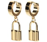 UKCOCO Boucles D’oreilles Créoles Femmes En Acier Inoxydable Titane Doré, Style Verrou, Légères Et Pendantes, Bijoux Mode Pour Usage Quotidien, Grand Modèle, Paire 1