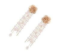 UKCOCO Boucles D’oreilles Longues Vintage à Pompons En Perles Naturelles 925 Argenté Pour Femmes Style Rétro Cérémonie Élégante
