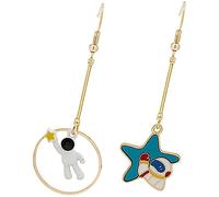 UKCOCO Boucles Doreilles Pendantes Astronautes Asymétriques Élégantes et Originales pour Femmes Design Mode