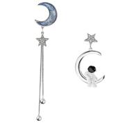 UKCOCO Boucles Oreilles Asymétriques Femmes Astronautes avec Pendentif Lune Longues Boucles Pendantes Originales pour Style Unique