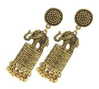UKCOCO Boucles Oreilles Éléphant Ethniques avec Franges pour Femmes Légères et Adaptées Aux Fêtes et Tenues Traditionnelles