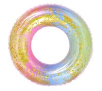 UKCOCO Bouée de Baignade PVC Semi Transparente Couleur Arc Ciel Dégradé avec Paillettes Flotteur Piscine sans Outil de Gonflage pour Garçon Fille Ans Piscine Coloré