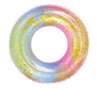 UKCOCO Bouée Natation PVC Dégradé Arc Ciel Semi Transparente avec Paillettes Anneau Flottant Coloré sans Outil Gonflage pour Garçon Fille Ans Piscine