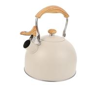 UKCOCO Bouilloire à sifflet inox avec manche pratique fond plat compatible gaz et induction théière beige