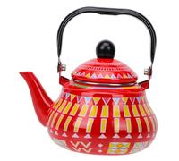 UKCOCO Bouilloire Émaillée Rouge Géométrique Théière Chauffage Maison Compatible Induction et Gaz Design Élégant et Pratique Verseuse Rapide pour Thé Vin Chaud