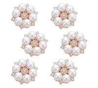 UKCOCO Boutons de Manchette Décoratifs en Alliage Strass et Perles Motif Floral, Lot de 6 pour Homme, Accessoires Élégants pour Chemise de Smoking, Occasions Formelles et Soirée