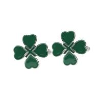 UKCOCO Boutons de Manchette Irlandais pour Homme Vert à Quatre Feuilles 2 Pièces Émail Accessoires Chemise Solide pour Fête Saint-Patrick et Bureau