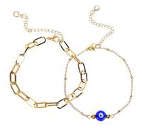 UKCOCO Bracelet à Œil Protecteur en Acier Inoxydable Doré, Ajustable, Bijou Décoratif pour Femmes, Présent Spécial pour Occasions, Bracelet pour Filles, Style Bohème