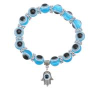 UKCOCO Bracelet Amulette Rétro Perles Fatima en Acrylique Bleu Ciel, Élégant pour Femme, Design Unique Œil Maléfique, Présent Symbolique au Quotidien, Taille Ajustable