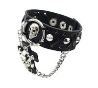 UKCOCO Bracelet Punk Style Multicouche Cuir pour Hommes et Femmes Accessoire de Mode Halloween avec Détails Squelette