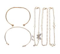 UKCOCO Bracelets Bohème Élégants en Alliage Doré, Lot de 5 Pièces Décoratives pour Bal et Soirée, Chaîne Délicate pour Fille