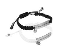 UKCOCO Bracelets de Couple en Acier Inoxydable Corde Tressée Noire et Blanche Fermoir Magnétique de Cœur Paire Élégante pour Saint-Valentin et Présents Amoureux Bijoux de Relation