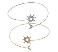 UKCOCO Bracelets Manchettes Soleil Et Lune En Alliage Métallique Réglables Ouverts Pour Femmes Accessoires Bijoux Haut Du Bras Lot 2 Pièces or Et Argenté Usage Quotidien Fêtes