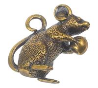 UKCOCO Breloque Souris en Laiton Vintage 3d Miniature 2,5 Cm, Ornement Zodiaque Cuivre pour Fabrication de Bijoux et Décoration Artisanale, Accessoire Porte-clés Diy, Charme Rat Chanceux