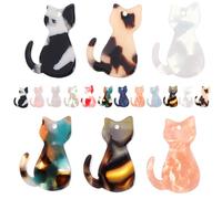 UKCOCO Breloques Chat Design Mignon Légères 30 Pièces en Acrylique Pendentifs Bijoux Charms Porte-clés Anniversaire et Noël Couleur Aléatoire pour Fabriquer Soi-même