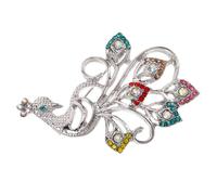 UKCOCO Broche à Motif Paon Élégant à Double Fermoir, Accessoire Bijoux pour Femmes, Décoration Pull Châle Robe, Bijou Animalier Bohème Délicat