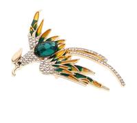UKCOCO Broche Animal Phénix En Cristaux Scintillants Vert, Épingle Légère Pour Femme, Accessoire Mode Chic Pour Vêtements Et Chapeaux, Format Longue Queue Raffinée