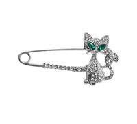 UKCOCO Broche Chat Adorable en Alliage Argenté, Épingle à Poitrine Créative et Amusante, Femme, Accessoire Mode pour Fêtes et Événements, Motif Chat Jouant la Balle,