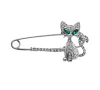 UKCOCO Broche Chat Argentée en Alliage Épingle Solide, Décoration Créative Représentant un Chat Jouant la Balle, pour Événements Formels et Anniversaires